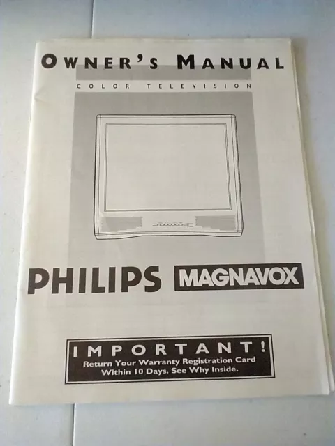 Vintage Phillips Magnavox Color Television Crt Tv Instruction Manual