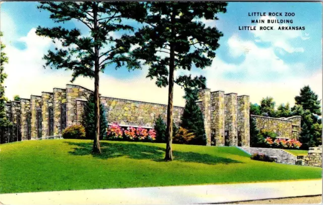 Little Rock, AR Arkansas  LITTLE ROCK ZOO Main Building  1954 Chrome Postcard