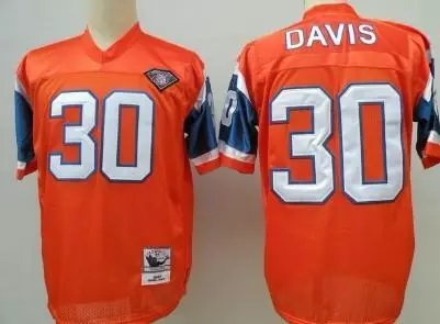 Broncos #30 Terrell Davis Orange 75TH Throwback Jersey