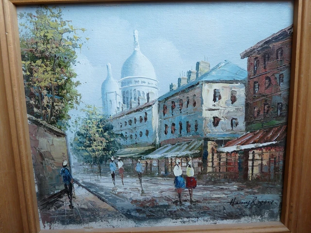 Tableau Huile Sur Toile Signé Ginet? - Paysage Vintage 55x46 Cm