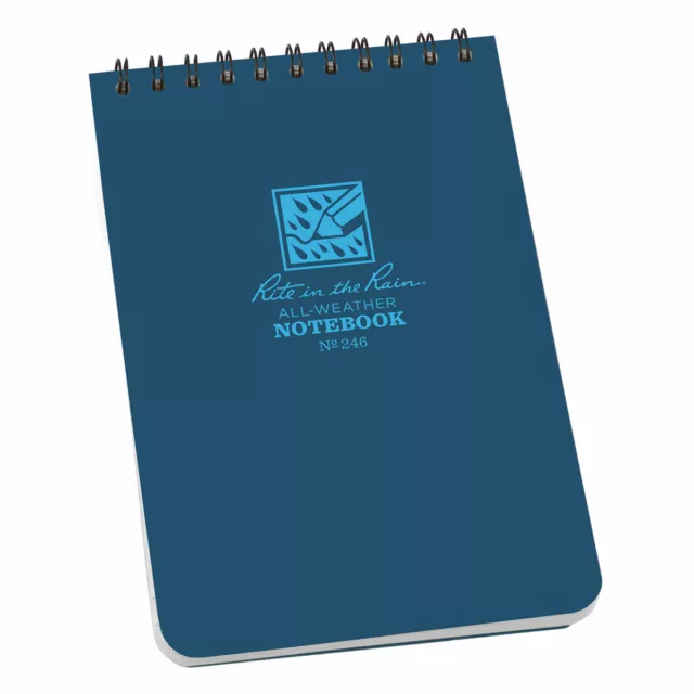 Rite in the Rain Top Spiral 4 X 6 Polydura Notebook Universal Blue #246