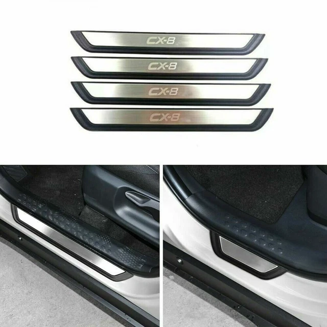 4Pc Door Side Sill Scuff Plate Trims Fits for Mazda CX-8 2018-2022 Silver board