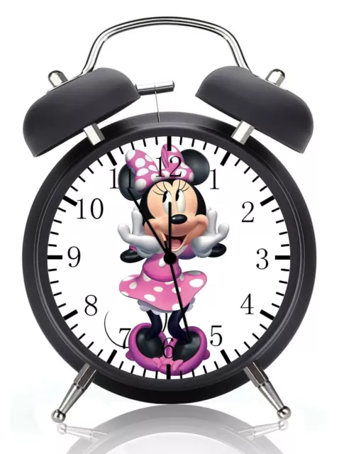 Minnie Mouse Alarm Clock Night Light Silent Non-Ticking 4 Inches Glass Face G172