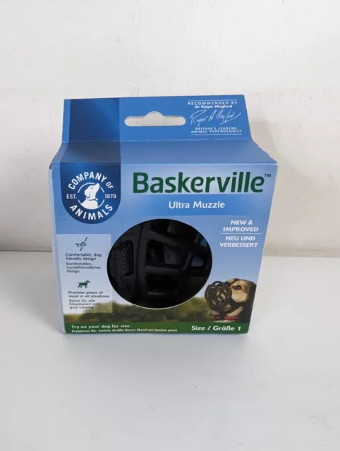 Baskerville Ultra Dog Muzzle Adjustable Padded Plastic Basket,Black Size 1, New