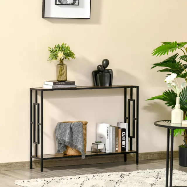 Industrial Console Table w/ Storage Shelf Narrow Dressing Desk for Hallway