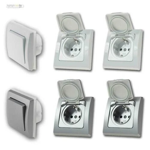 DELPHI Set " Zones Humides " IP44 Flush Interrupteur & Prises pour Zb Salle de