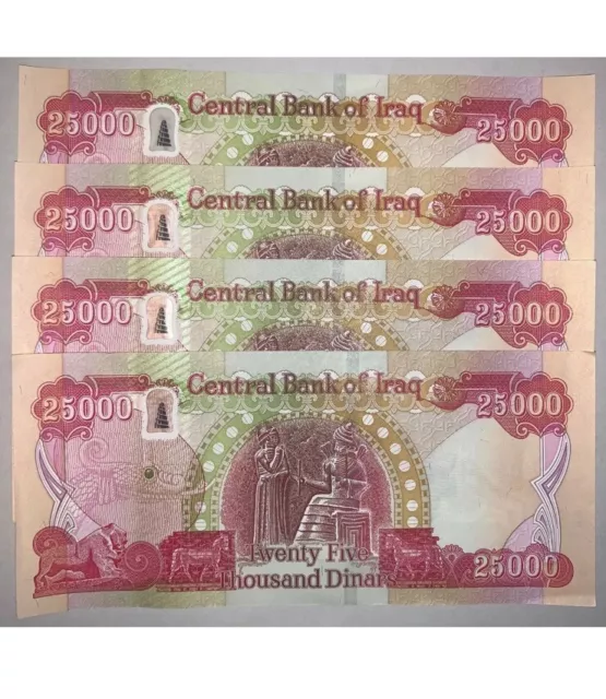 100,000 IRAQI DINAR     UNCIRCULATED 25000 Notes     ( 4 x 25K )        NEW IQD