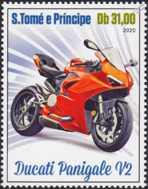 DUCATI PANIGALE V2 Sport Motorcycle Motorbike Stamp (2020 St Thomas & Prince)