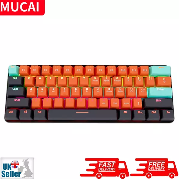 MUCAI MKA610 USB Wired Mini Mechanical Gaming Keyboard Red Switch 61 Key