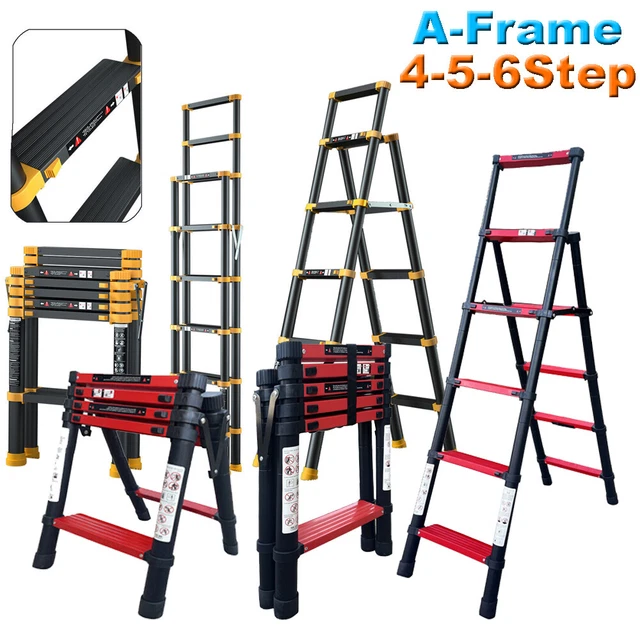 A-FRAME HEAVY DUTY Aluminium Telescopic Folding Ladder Multi-Purpose ...