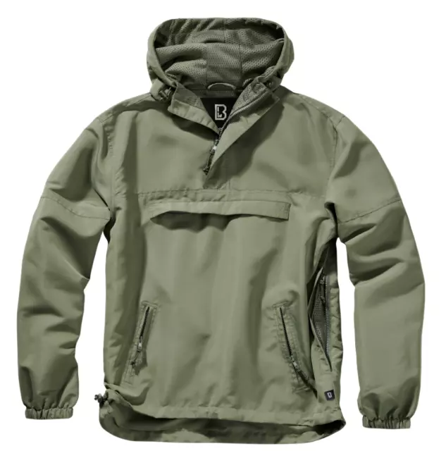 Brandit Windbreaker Anorak Summer Hoodie Rain Jacket Outdoor Hiking Olive