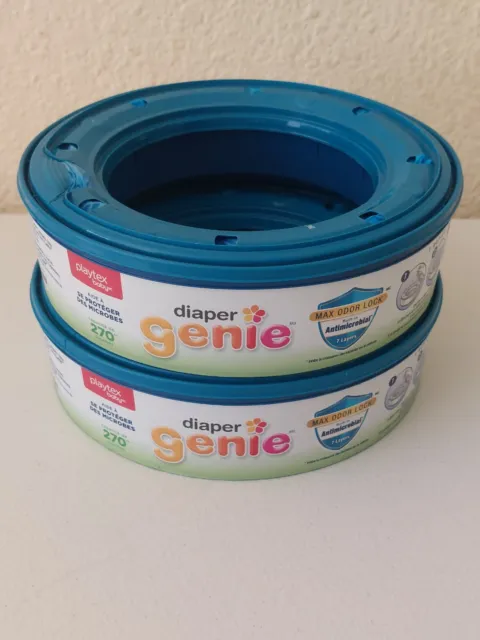 Playtex Diaper Genie Pail Refills 2 Packs 0f 270 New Sealed Odor Lock