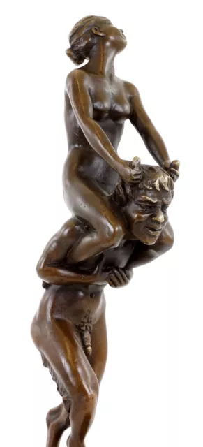 Erotik Künstler Skulptur, Jungfer reitet Faun, Wiener Bronze - Bergmann signiert