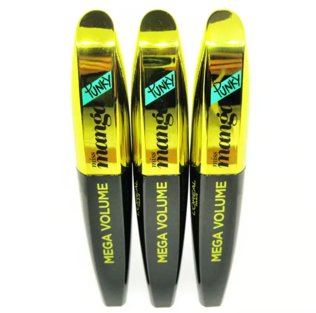 3x L'OREAL loreal MEGA VOLUME miss manga punky mascara VERDE/verde