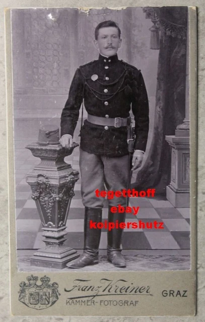 Seltene Cdv Foto Kuk Soldat Tatigkeit Abzeichen Kreiner Graz Bayonet Werndl