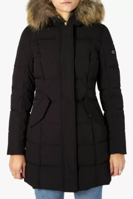 YES ZEE Giacca Cappotto Piumino donna trapuntato con cappuccio Sabbia e Nero