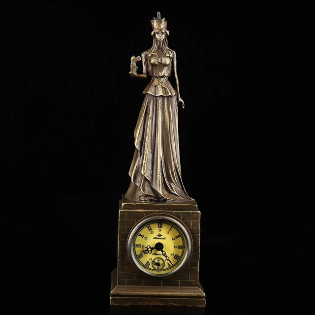 Exquisite handmade Brass European Classical statue mechanical Clock 32425