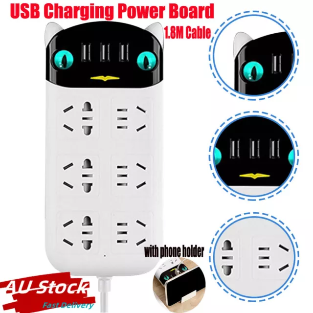 3 USB Charging Power Board 6 Way Outlets Socket Charger Ports Surge Protector AU