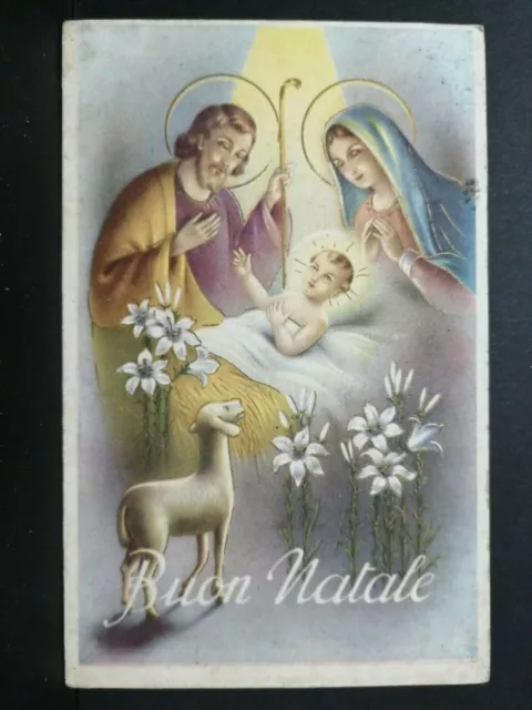 Cartolina Buon Natale Nascita Bambino Pecorella Vetta Traldi Serie 1610Z888