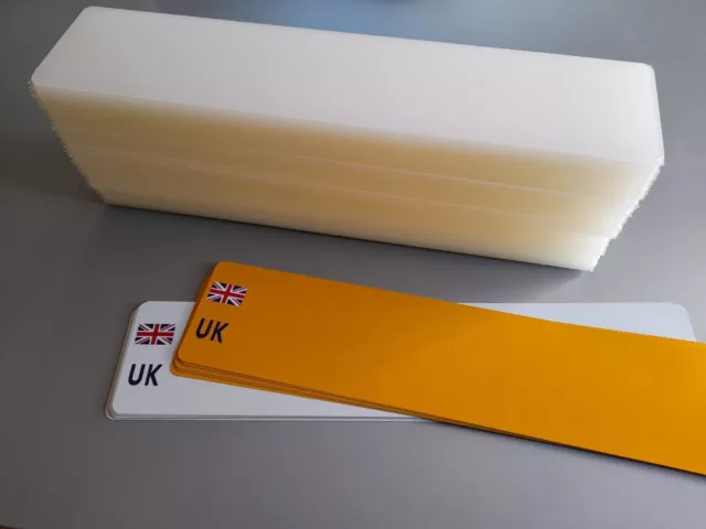 50 pk Number Plate ACRYLIC BLANKS + UK FLAG Reflectives (includes VAT & P&P)