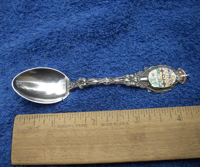 Fine CANADA Enamel Sterling SOUVENIR DEMITASSE SPOON-No Mono-NR