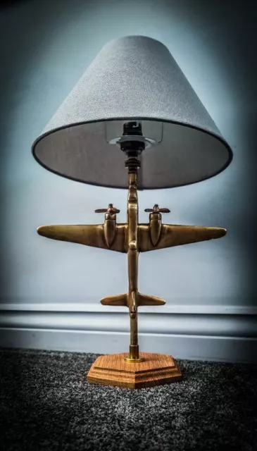 💥 WORLD WAR BRASS WELLINGTON BOMBER LAMP TRENCH ART VINTAGE WW2 Spitfire 💥💥