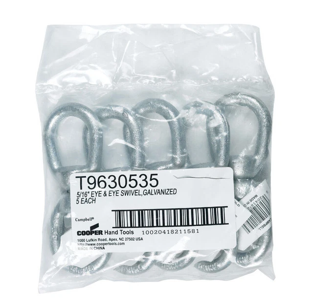 Campbell Chain Galvanized Forged Steel Eye and Eye Swivel 1250 lb. (Pack of 5)