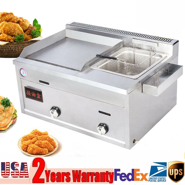 COMMERCIAL GAS PROPANE Flat Top Grill Griddle with Deep Fryer Multi