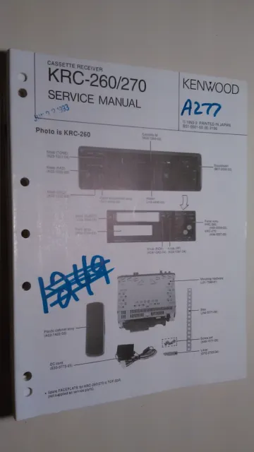 Kenwood krc-260 service manual original repair book stereo tape player car radio