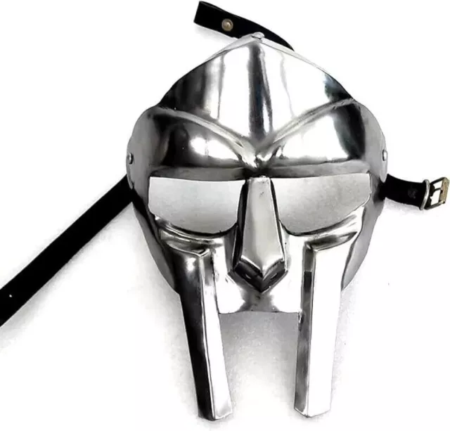 MF Doom Mask Gladiator Mad-villain 18G Steel Brass Face Armor Medieval Helmet