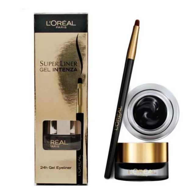 L Oreal Gel Intenza Eyeliner Super Liner + Pinceau Precision 02 Golden Black