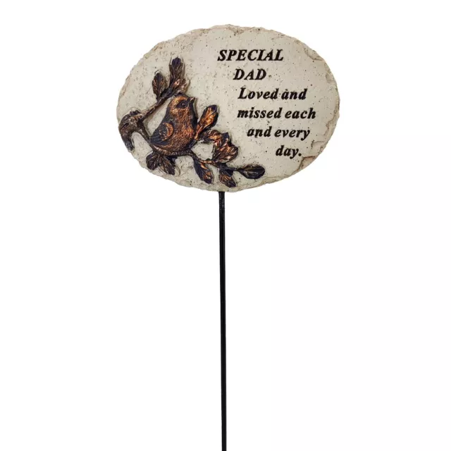 Special Dad Loved and Missed Robin Bird Memorial Tribute Stick Graveside Plaque