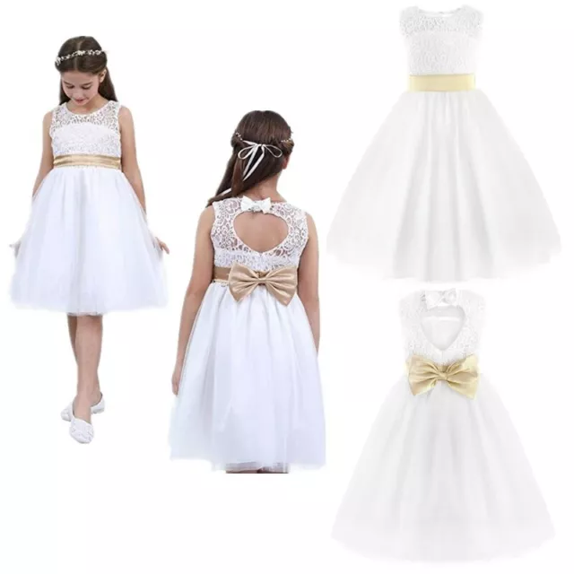 Flower Girl Kid Christening Wedding Party Bridesmaid Princess Formal Tulle Dress