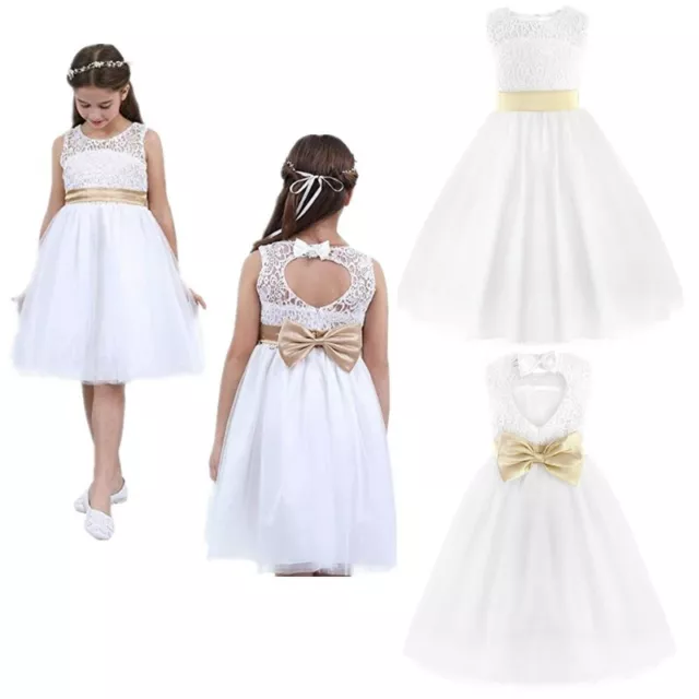 Flower Girls Kids Communion Party Gown Princess Pageant Bridesmaid Wedding Dress