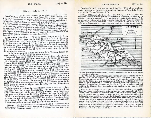 85 Ile d'Yeu 1934 pt. plan ville orig. + guide (5 p.) Port-Joinville Grand-Phare