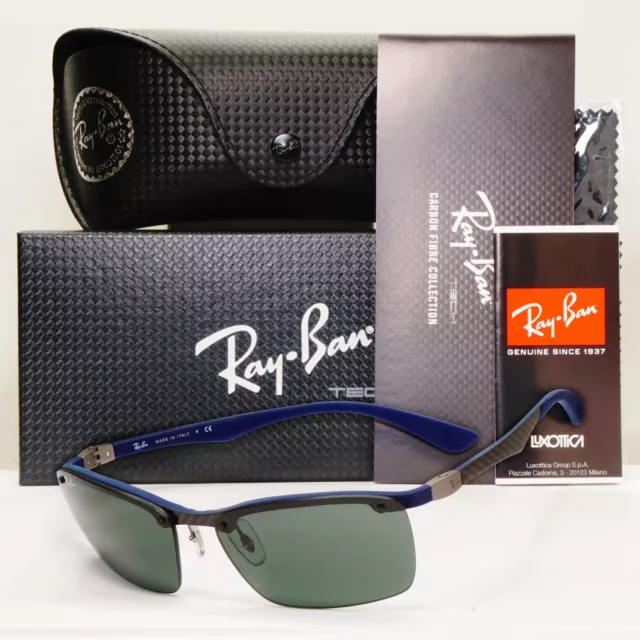 Ray-Ban Sonnenbrille Kohlefaser 2013 blau schwarz grün RB 8312 124/71 60 mm