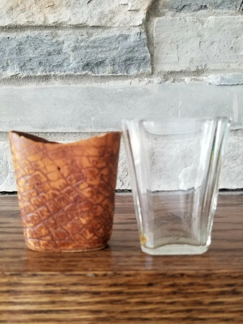unique art nouveau brown leather & glass barber razor holder
