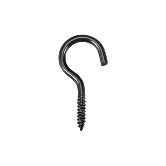 1" Screw Eye Hooks Self Tapping Screws Screw-in Hanger Ring Hooks Black 30pcs