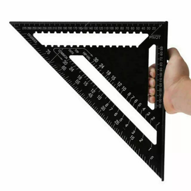 12 inch Roofing Speed Square Aluminium Rafter Angle Measuring Triangle Guide