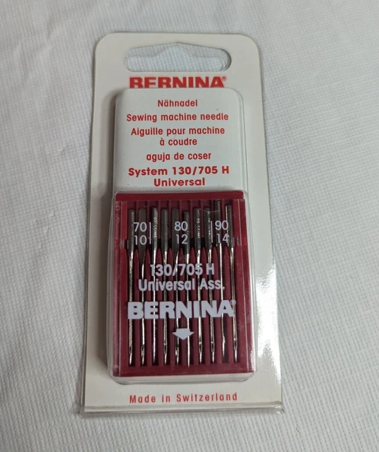 Sistema de agujas de máquina de coser Bernina 130/705H universal paquete de 10 asst. 70-90