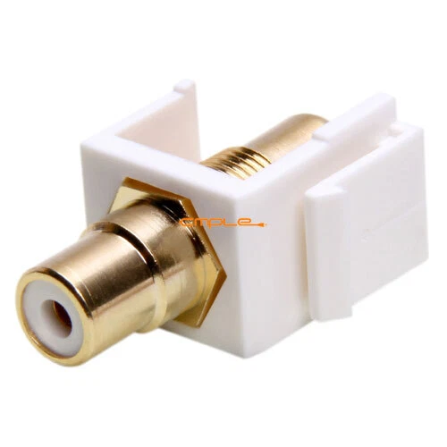 RCA Keystone Jack Modular Insert Female to Female Coupler White w/ White Center