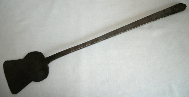Antique Early Keyhole Hand Forged Wrought Iron Spatula Primitive Hearth Tool