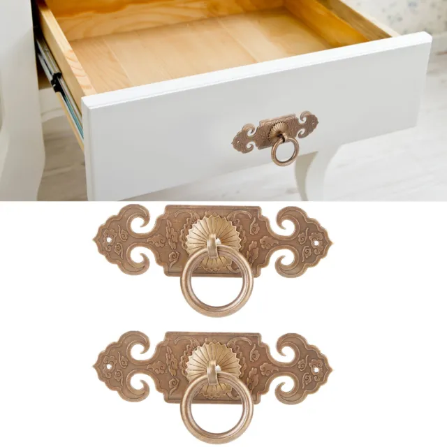 2 Sets Bat‑Shaped Handle Copper Antique Decorative Drawer Door Handle Knob LT