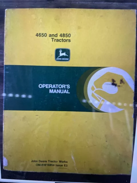 John Deere 4650,4850 Tractors OMRW16854 Operators Manual Book