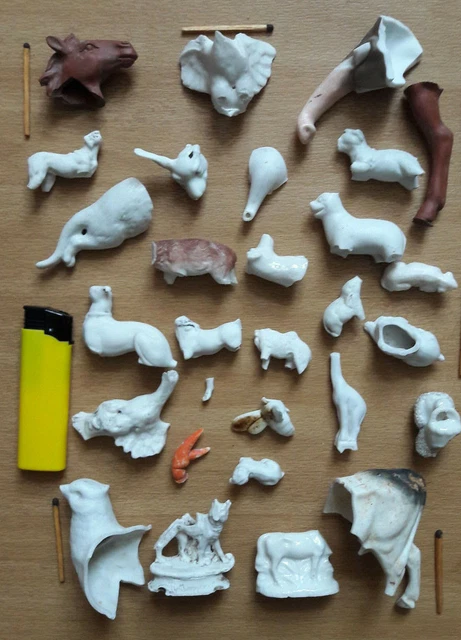 Bodenfund antike Porzellan Tierköpfe Tiere Köpfe Brüche 29 x Basteln Dekoration