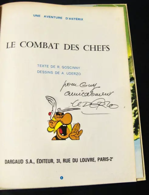 Uderzo signature in Astérix Le combat des Chefs EO  Ed. Dargaud  1966 BE