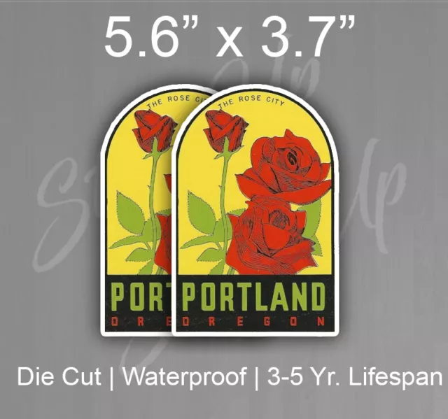 2 Pack Portland Oregon Rose City Car Bumper Vinyl Sticker Decal