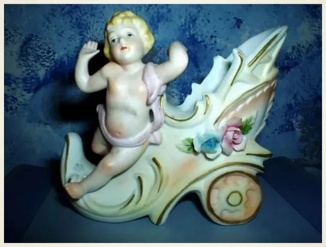 Beautiful Bisque Cherub Figurine