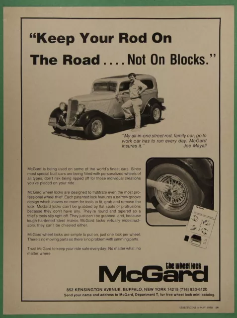 McGard Wheel Lock Theft Prevention Custom Mag Spoke Rims Vintage Print Ad 1980