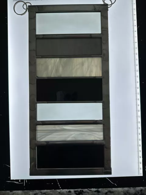 Modern Art Deco Stained Glass Leaded Gray Black Panel